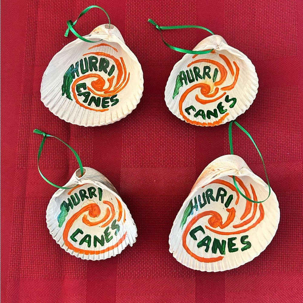 Miami Hurricanes Hand Crafted Shell Ornament Set # 1 - Picture 2 of 6